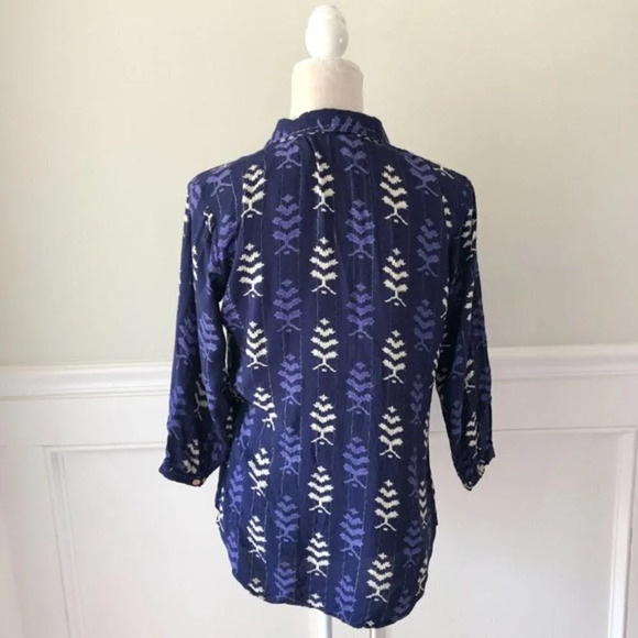 Ethnicity Indigo Blue Printed Button Down Shirt M - Picture 4 of 5